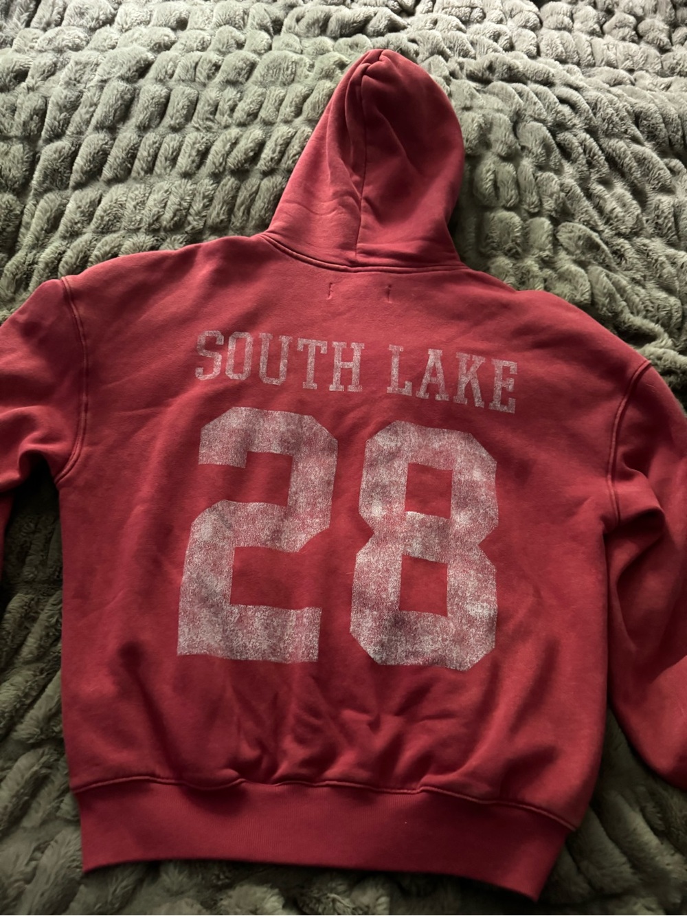 Hollister Red Pullover Hoodie with Chest '28' - Picture 3 of 3